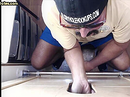 Cum loving gloryhole mature gay sucks BFs cock at home