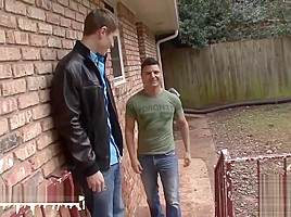 Cute guy gets his first bukkake gangbang