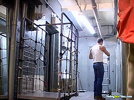 Naughty Hunk Enjoys Wanking Alone In His Workplace