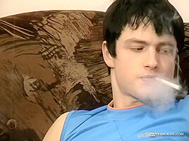 Handsome Gus Smoking And Wanking His Boner In The Sofa