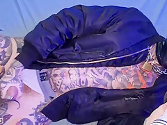 Skinhead pissing cum load